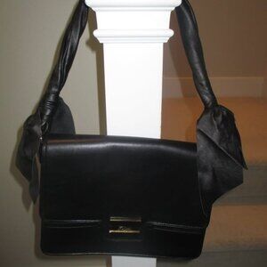 Authentic Z SPOKE BAG BY ZAC POSEN – Black Leather Handbag with double ties bag